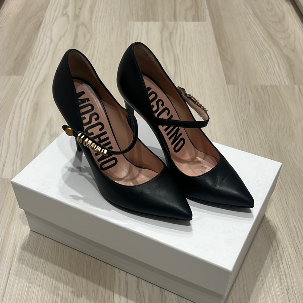 Moschino Black Pointed-Toe Heels
